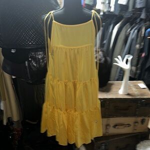 H&M Yellow Tiered Midi Dress
